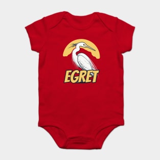 Cool Egret Bird under Retro Sun with Retro Font Baby Bodysuit